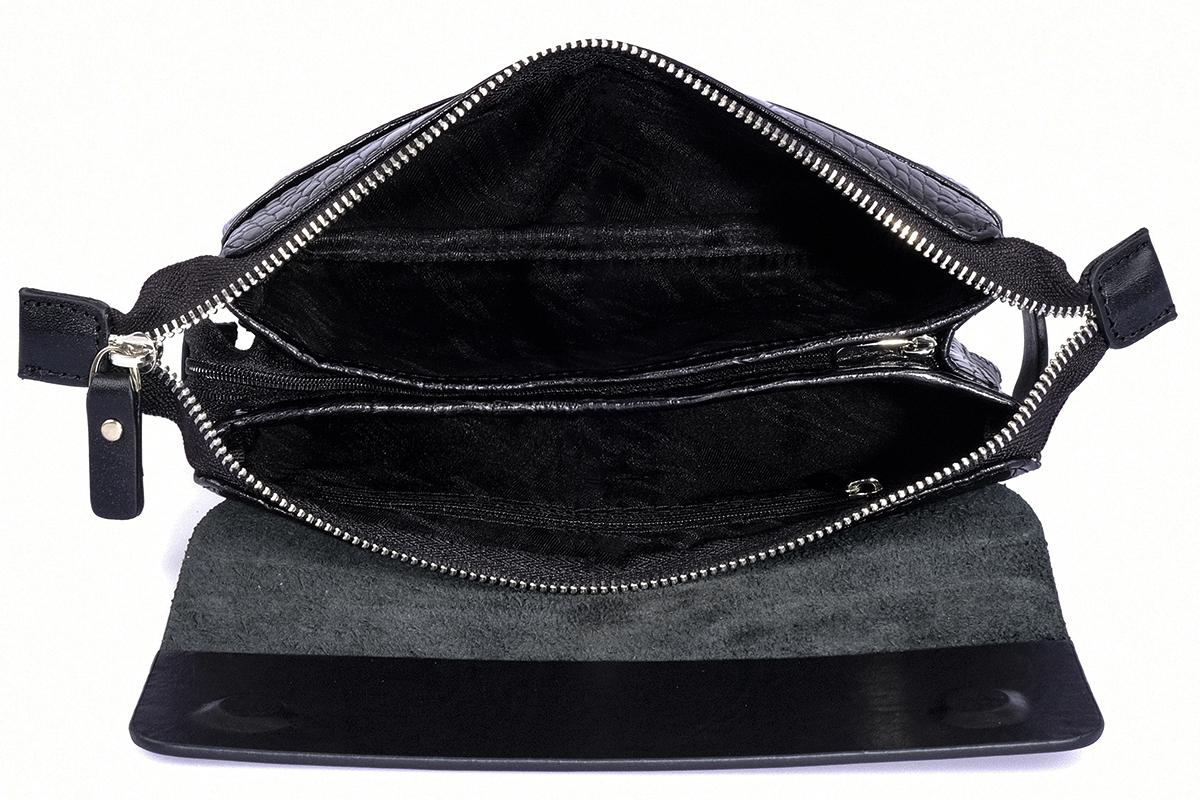 KANGAROO KINGDOM Hakiki Dana Deri Napa & Kroko Siyah Erkek Portföy & Clutch El Çantası 9288-FCS