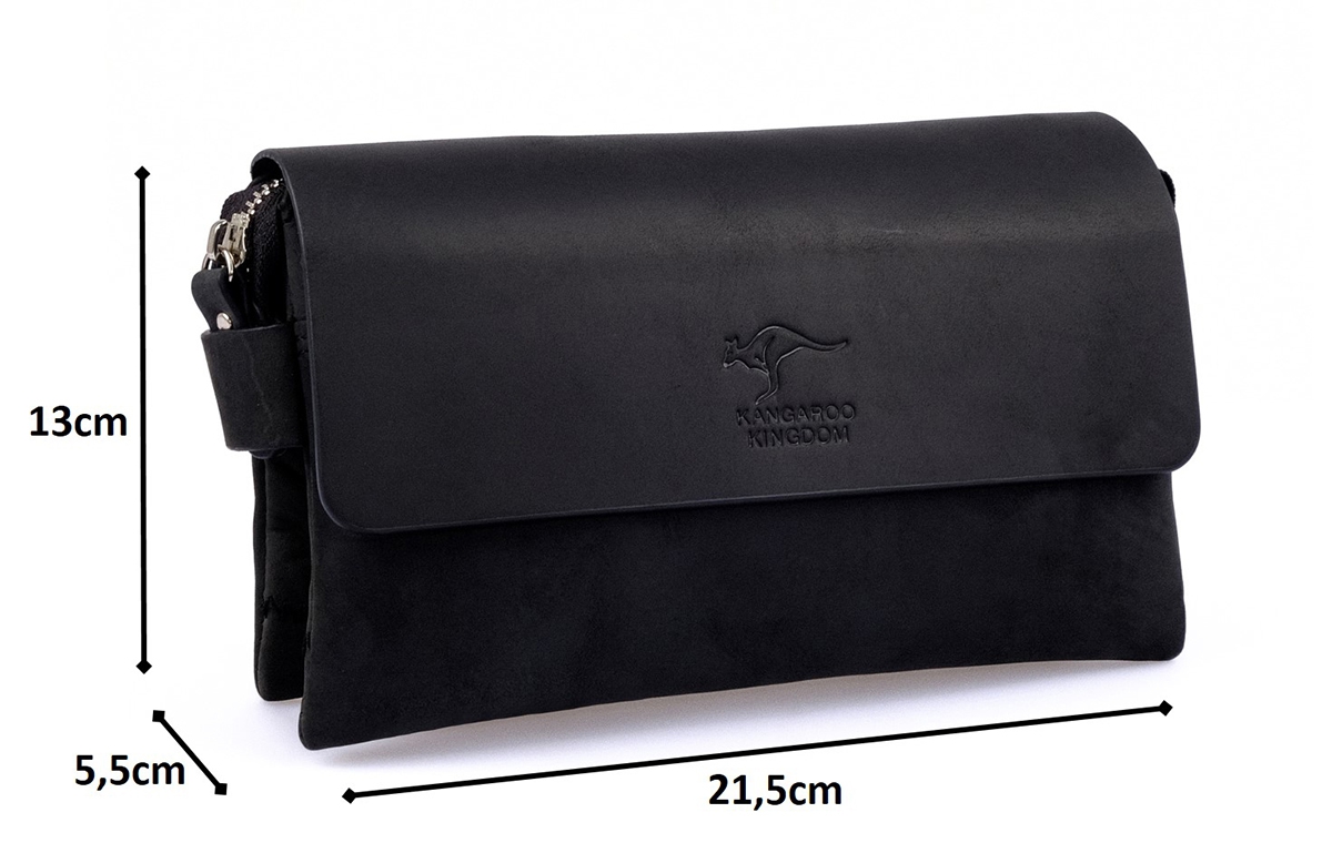 KANGAROO KINGDOM Hakiki Dana Deri Crazy Horse Siyah Erkek El Portföy Clutch Çantası 9288-ZS