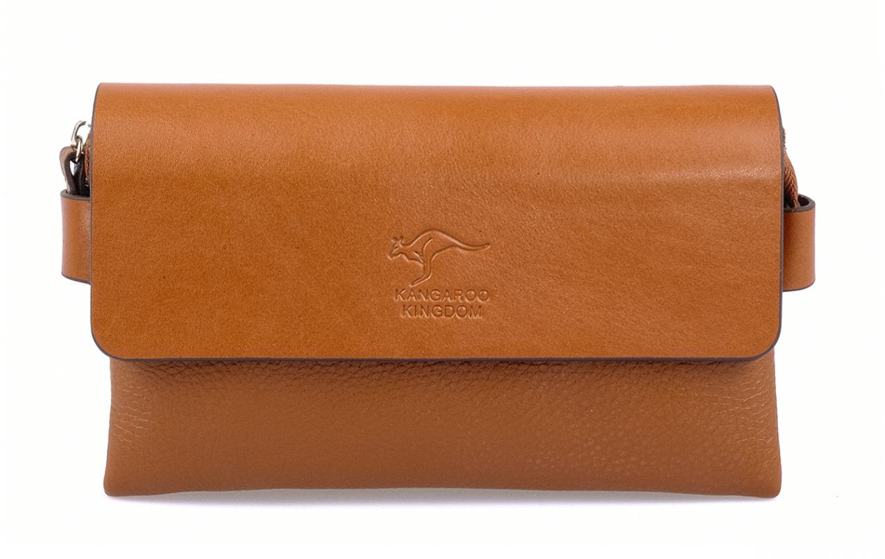 KANGAROO KINGDOM  Hakiki Deri Siyah Erkek Portföy & Clutch El Çantası 9288-S