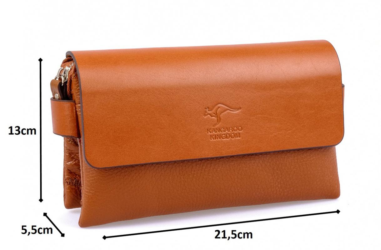 KANGAROO KINGDOM Hakiki Dana Deri Taba Erkek Portföy & Clutch El Çantası 9288-T