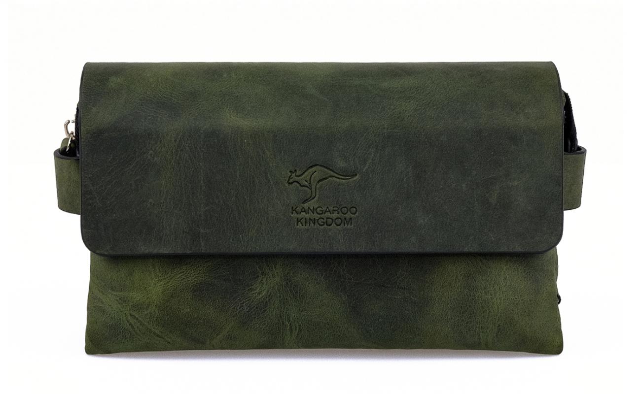 KANGAROO KINGDOM Hakiki Dana Deri Crazy Horse Siyah Erkek El Portföy Clutch Çantası 9288-ZS