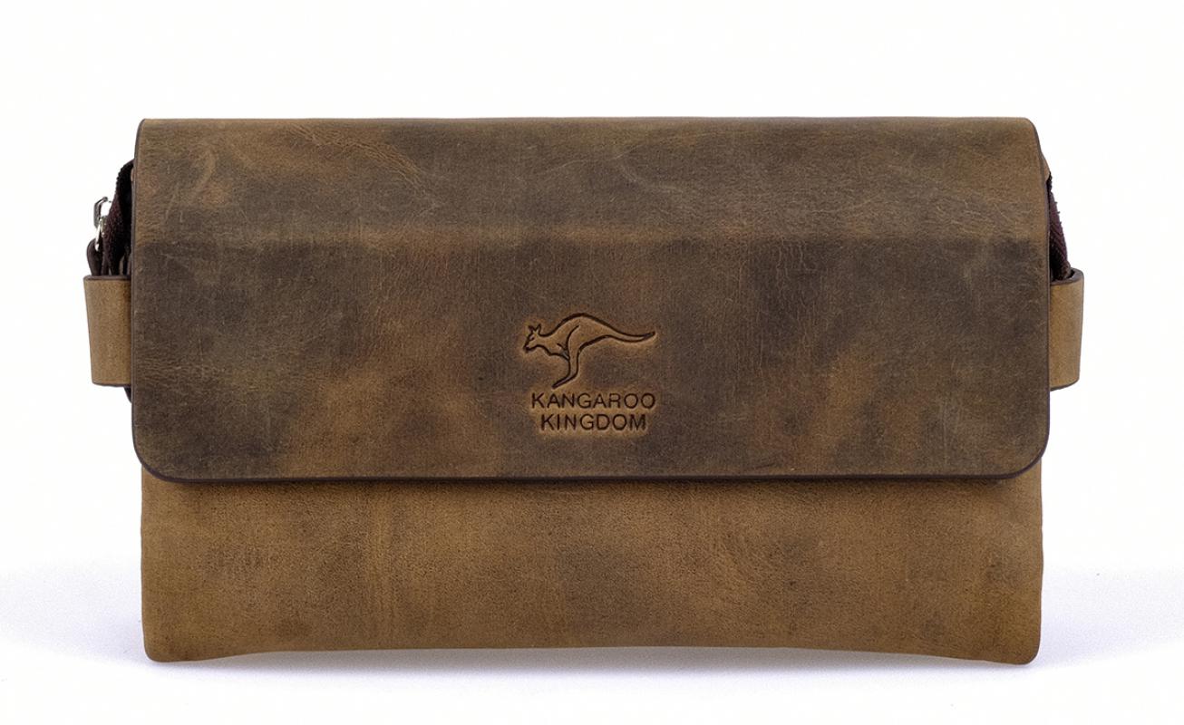 KANGAROO KINGDOM Hakiki Dana Deri Crazy Horse Hardal Erkek El Portföy Clutch Çantası 9288-ZH