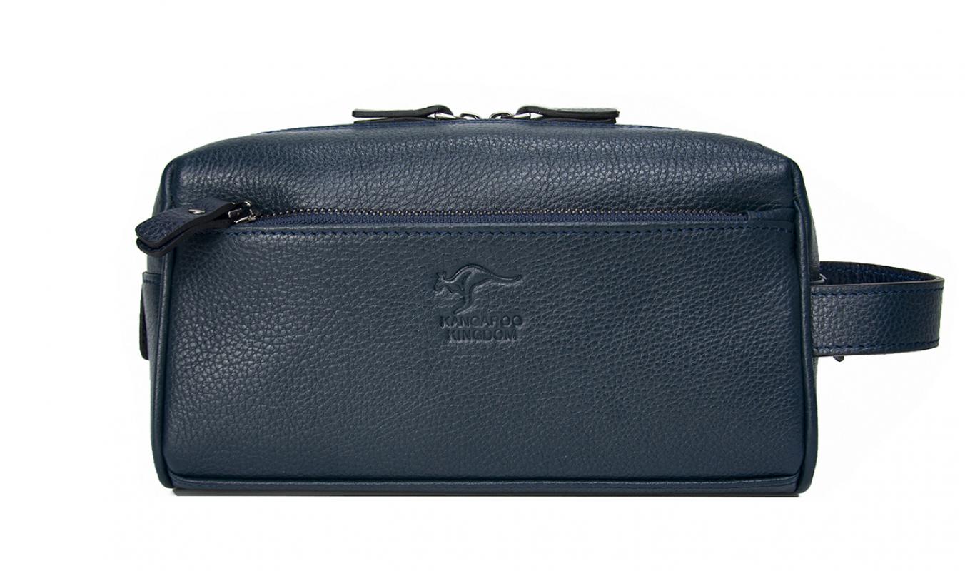 KANGAROO KINGDOM Hakiki Dana Deri Siyah Erkek Portföy Organizatör Seyahat El Çantası 9686-S