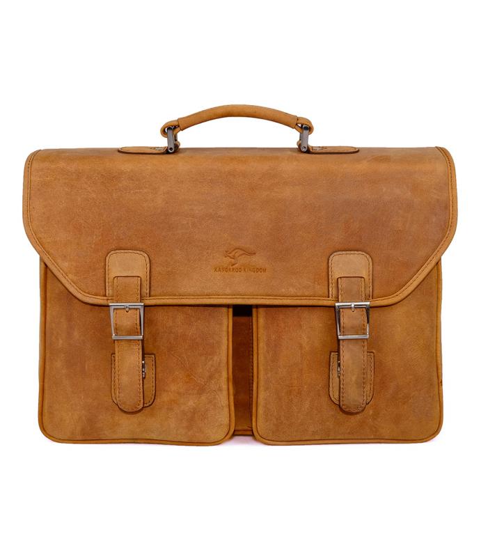 KANGAROO KINGDOM %100 Hakiki Dana Deri Crazy Horse Kahverengi Erkek Büyük Boy Laptop & Evrak Çantası 9928-ZK