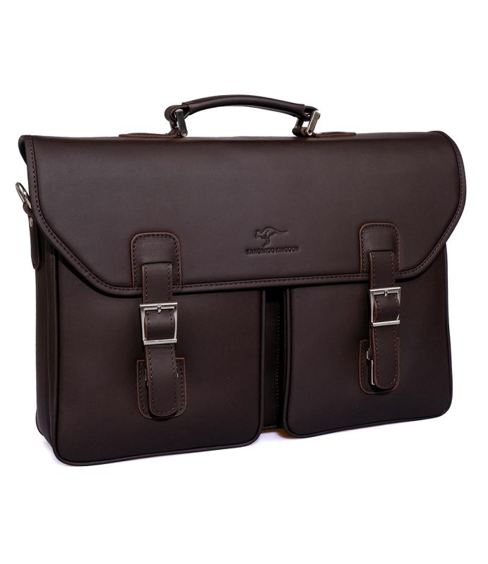 KANGAROO KINGDOM %100 Hakiki Dana Deri Crazy Horse Kahverengi Erkek Büyük Boy Laptop & Evrak Çantası 9928-ZK
