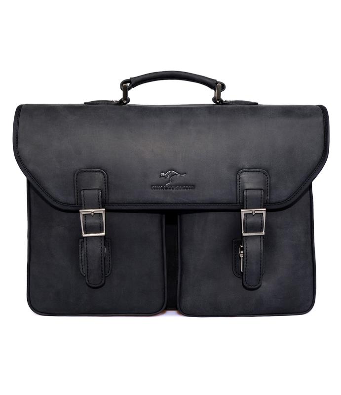 KANGAROO KINGDOM %100 Hakiki Dana Deri Crazy Horse Kahverengi Erkek Büyük Boy Laptop & Evrak Çantası 9928-ZK