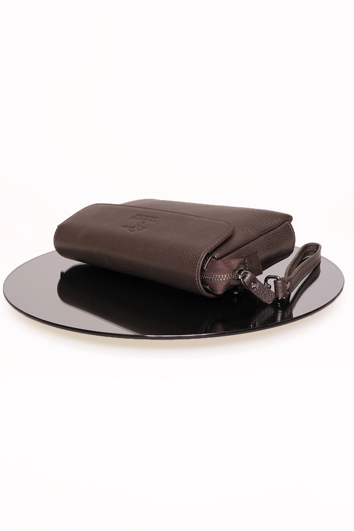 KANGAROO KINGDOM Hakiki Dana Deri Koyu Kahverengi Erkek Portföy & Clutch El Çantası 9985-K