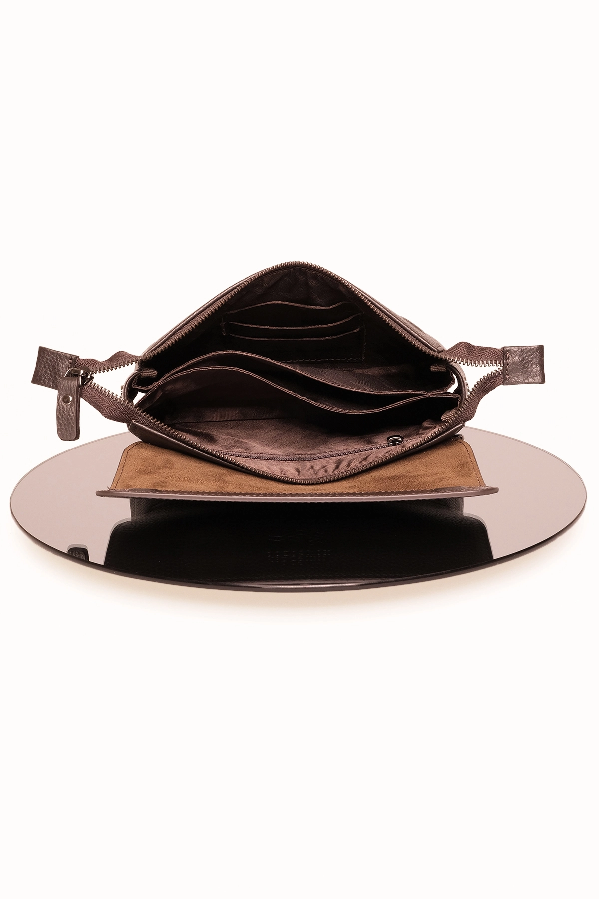 KANGAROO KINGDOM Hakiki Dana Deri Koyu Kahverengi Erkek Portföy & Clutch El Çantası 9985-K