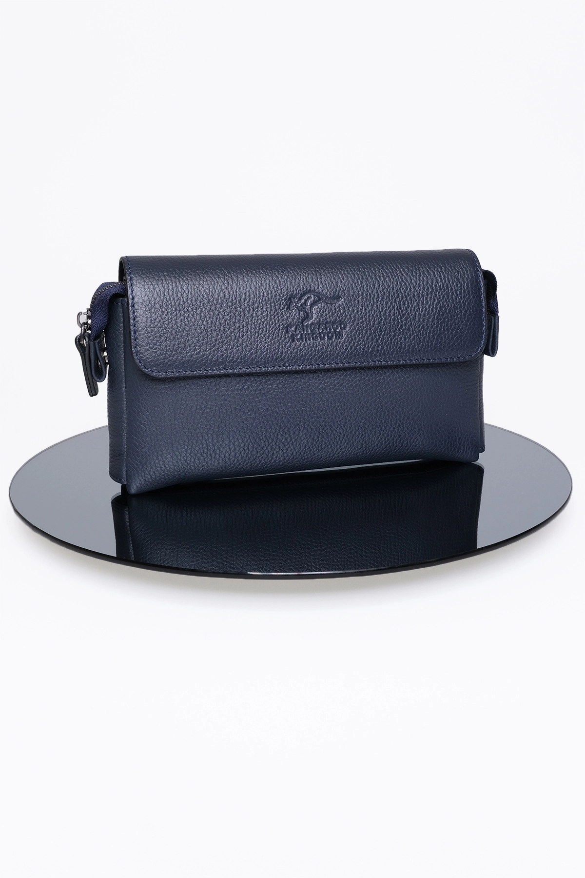 KANGAROO KINGDOM Hakiki Dana Deri Lacivert Erkek Portföy & Clutch El Çantası 9985-L