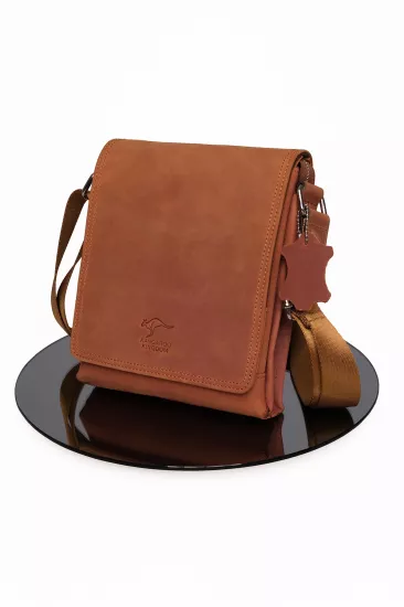 Postacı Çantası Kiremit Renk - Hakiki Dana Nubuk Deri Erkek Çanta | Kangaroo Kingdom