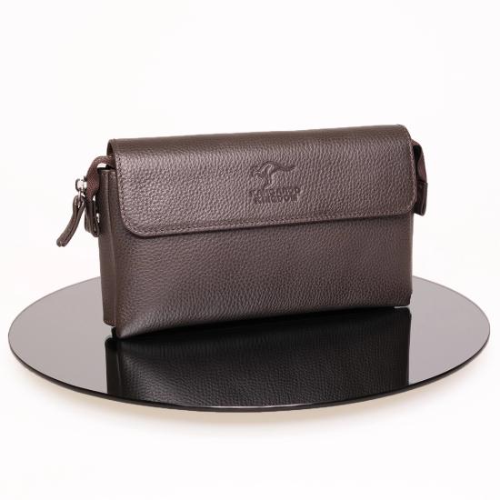 KANGAROO KINGDOM Hakiki Dana Deri Koyu Kahverengi Erkek Portföy & Clutch El Çantası 9985-K
