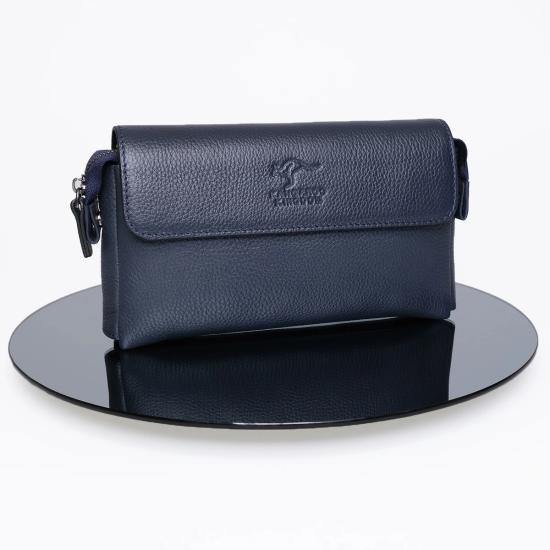 KANGAROO KINGDOM Hakiki Dana Deri Lacivert Erkek Portföy & Clutch El Çantası 9985-L