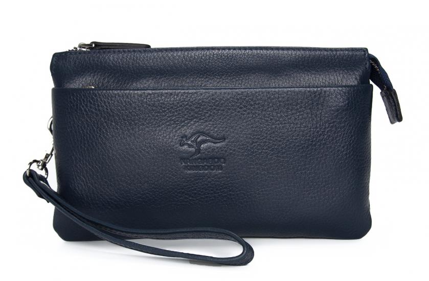 KANGAROO KINGDOM Hakiki Deri Lacivert Erkek El Portföy Clutch Çantası 5488-L
