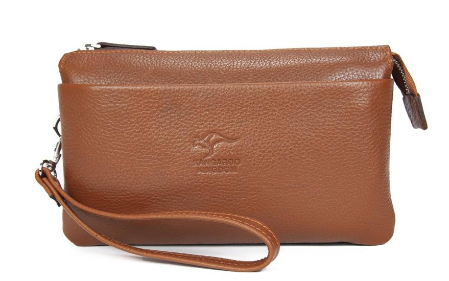 KANGAROO KINGDOM Hakiki Deri Taba Erkek El Portföy Clutch Çantası 5488-T