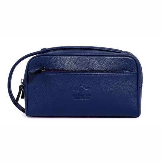 KANGAROO KINGDOM %100 Hakiki Dana Deri Lacivert Erkek Portföy & Clutch El Çantası 6466-L