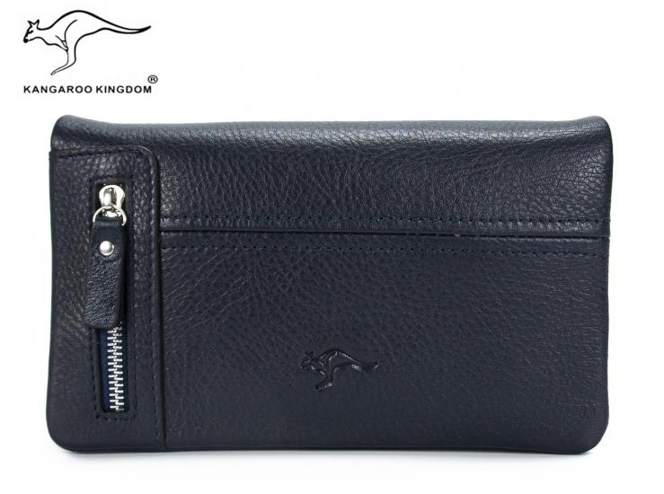 KANGAROO KINGDOM Hakiki Deri Lacivert Erkek Portföy & Clutch El Çantası 7477-L