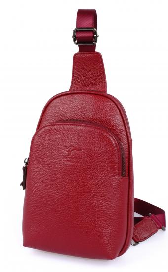 KANGAROO KINGDOM Hakiki Deri Kırmızı Kadın Body Bag Sırt Çantası 8155-KR