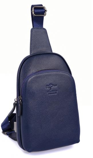 KANGAROO KINGDOM Hakiki Deri Koyu Lacivert Erkek Body Bag Sırt Çantası 8155-L