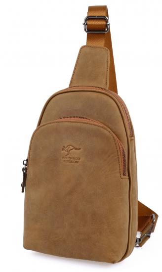 KANGAROO KINGDOM Hakiki Deri Crazy Horse Kum Erkek Body Bag Sırt Çantası 8155-ZKU