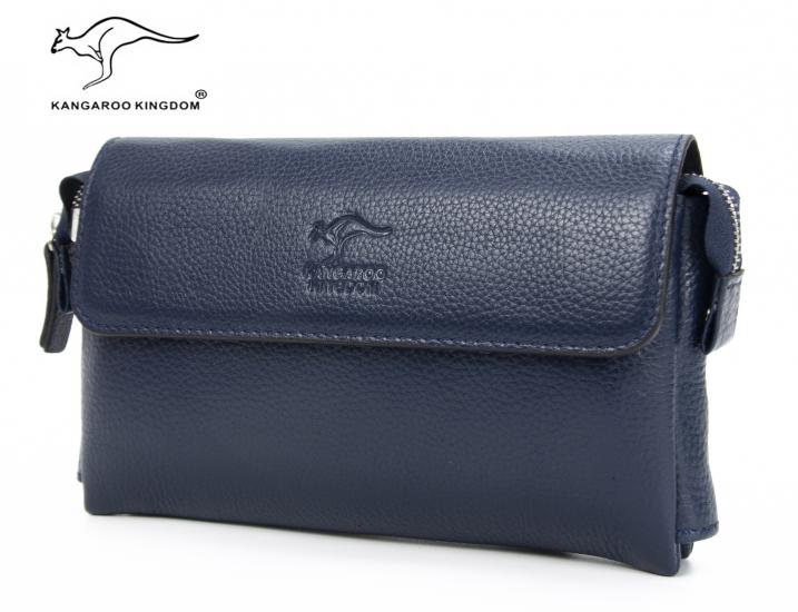 KANGAROO KINGDOM Hakiki Dana Deri Lacivert Erkek Portföy & Clutch El Çantası 9985-L