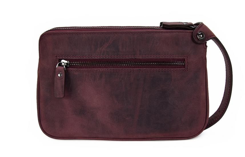 KANGAROO KINGDOM Hakiki Deri Crazy Horse Koyu Bordo Erkek Portföy & Clutch El Çantası 1285-ZKB