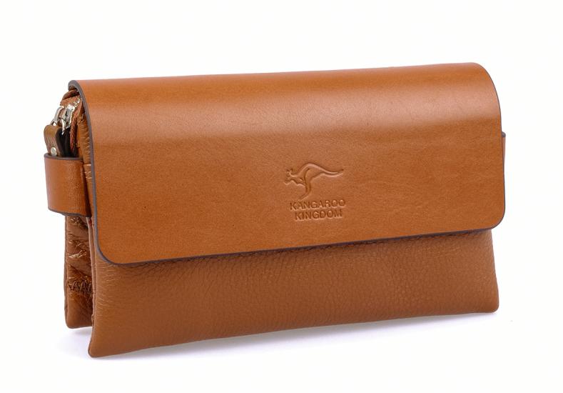 KANGAROO KINGDOM Hakiki Deri Taba Erkek Portföy & Clutch El Çantası 9288-T