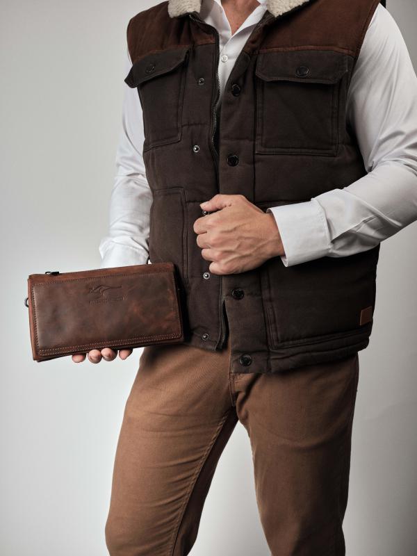 KANGAROO KINGDOM  Hakiki Deri Lacivert Erkek Portföy & Clutch El Çantası 8822-L