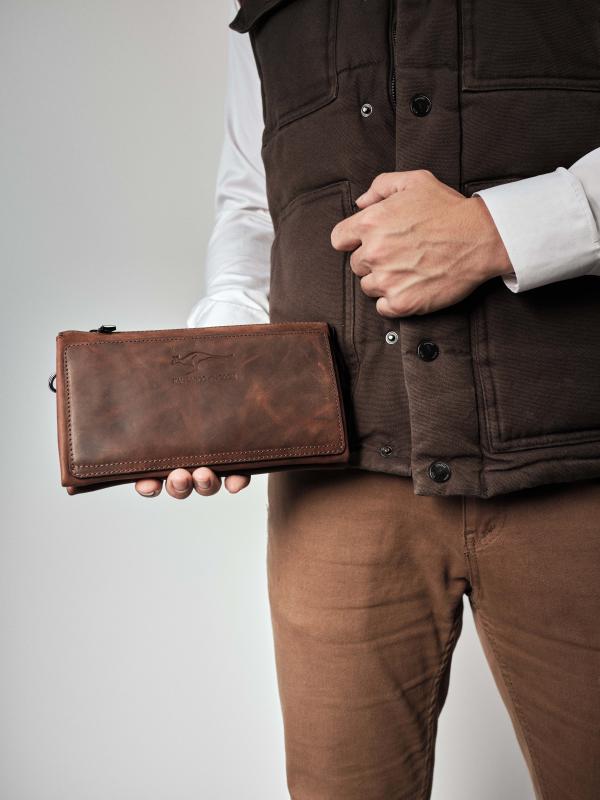 KANGAROO KINGDOM  Hakiki Deri Lacivert Erkek Portföy & Clutch El Çantası 8822-L