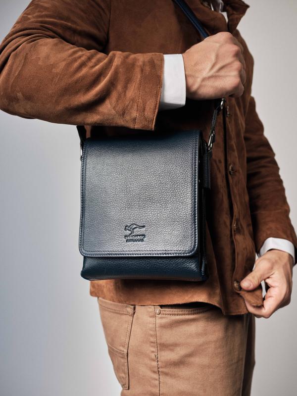 KANGAROO KINGDOM Hakiki Dana Deri Koyu Kahverengi Erkek Postacı Çantası 5512-K