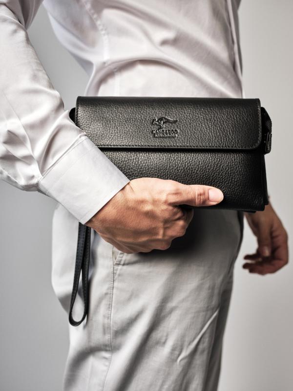 KANGAROO KINGDOM Hakiki Dana Deri Lacivert Erkek Portföy & Clutch El Çantası 9985-L