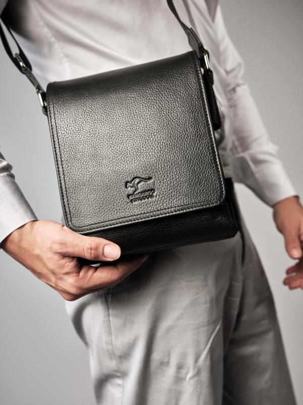 KANGAROO KINGDOM Hakiki Dana Deri Koyu Kahverengi Erkek Postacı Çantası 5512-K