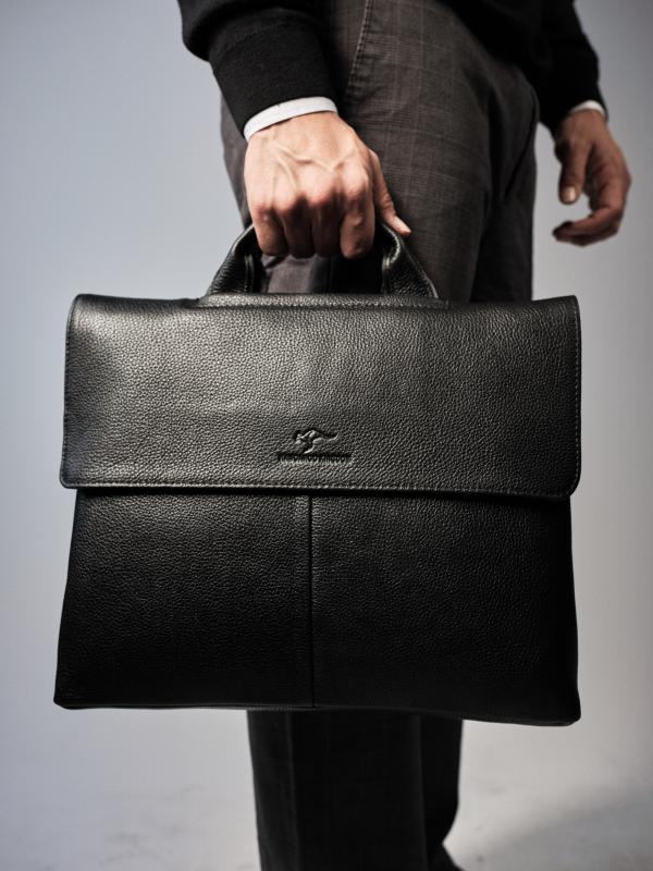 KANGAROO KINGDOM Hakiki Dana Deri Koyu Kahverengi Erkek Laptop & Evrak Çantası 2138-K